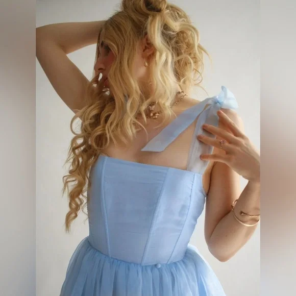 Wild Rose & Sparrow Siena Dress Blue Corset Tulle Mini L NWT Fairy - Picture 4 of 16
